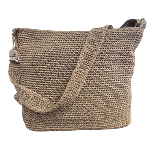 VINTAGE CROCHET THE SAK HOBO BROWN TAUPE BAG 258 OS