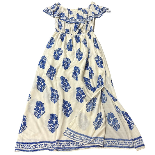 KORI BLUE WHITE OFF SHOULDER MAXI DRESS 279 MEDIUM