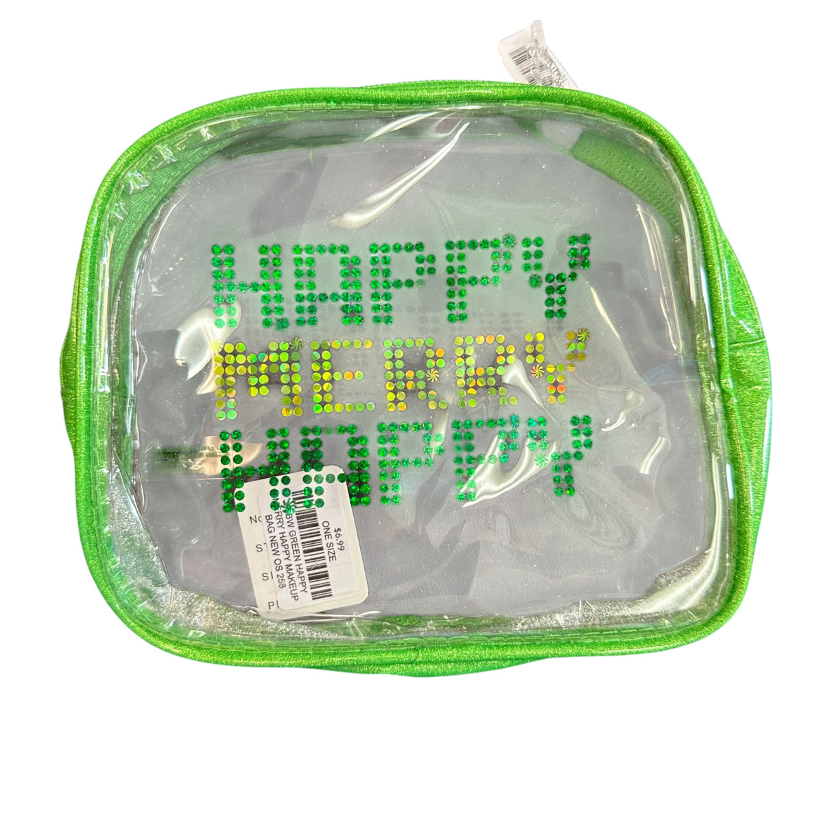 B&BW GREEN HAPPY MERRY HAPPY MAKEUP BAG NEW OS 258