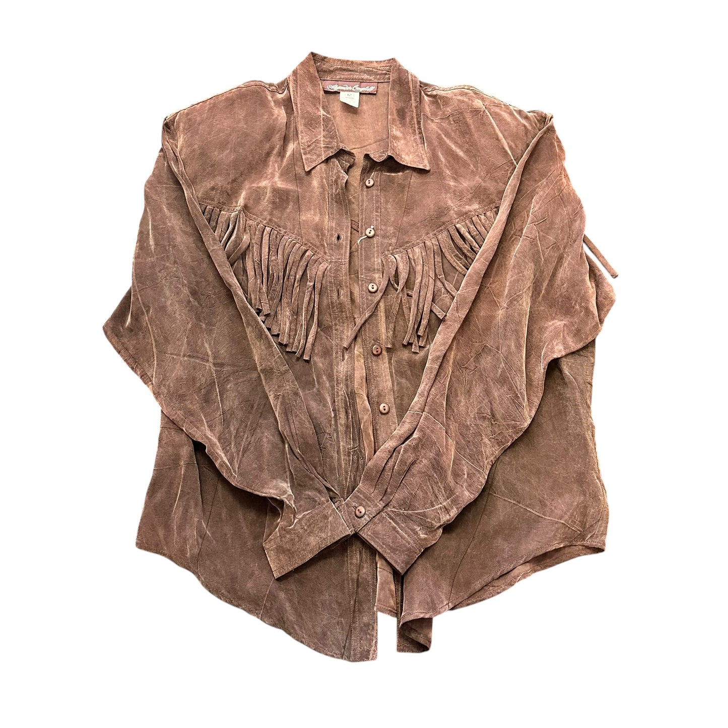 ALEXANDER CAMPBELL BROWN FRINGE VINTAGE BUTTON UP 100 LARGE