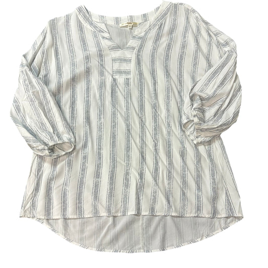 ANDREE BY UNIT BLUE WHITE STRIPED BLOUSE 44 SMALL