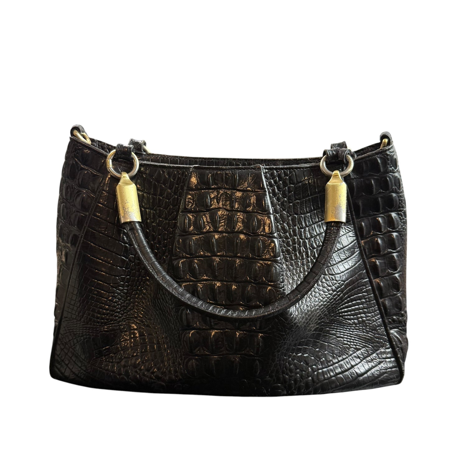 BRAHMIN RUBY BLACK MELBOURNE PATENT LETHER SATCHEL BAG 100