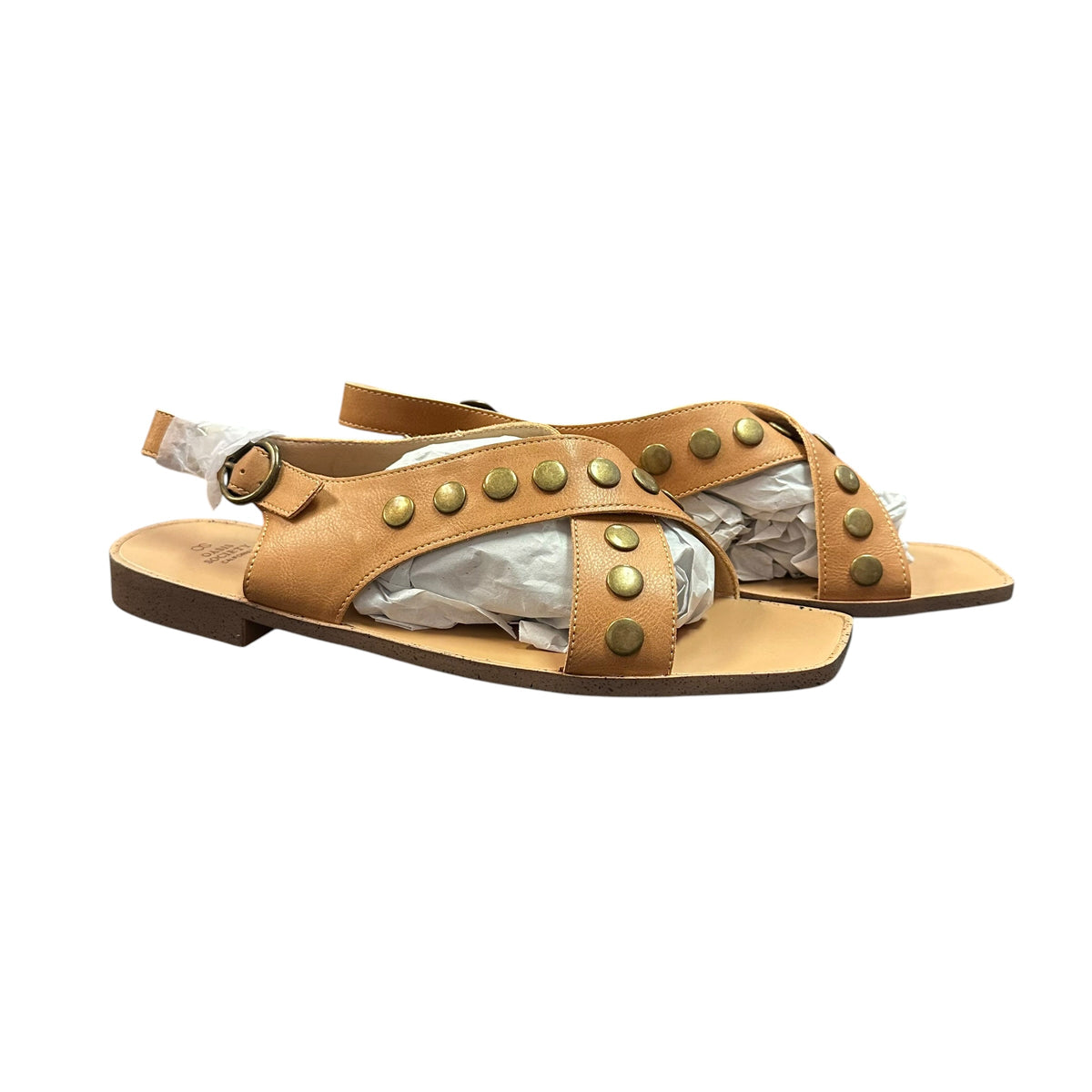 OASIS SOCIETY KYLIE TAN STUDDED SANDALS NEW YORK 26 SZ 10