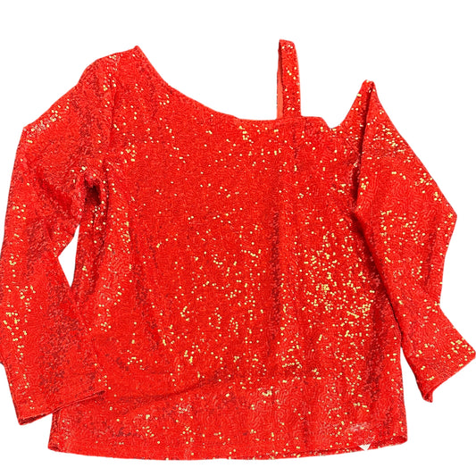 NEW FASHION RED SEQUINS BLOUSE COLD SHOULDER  NWT 251 MEDIUM