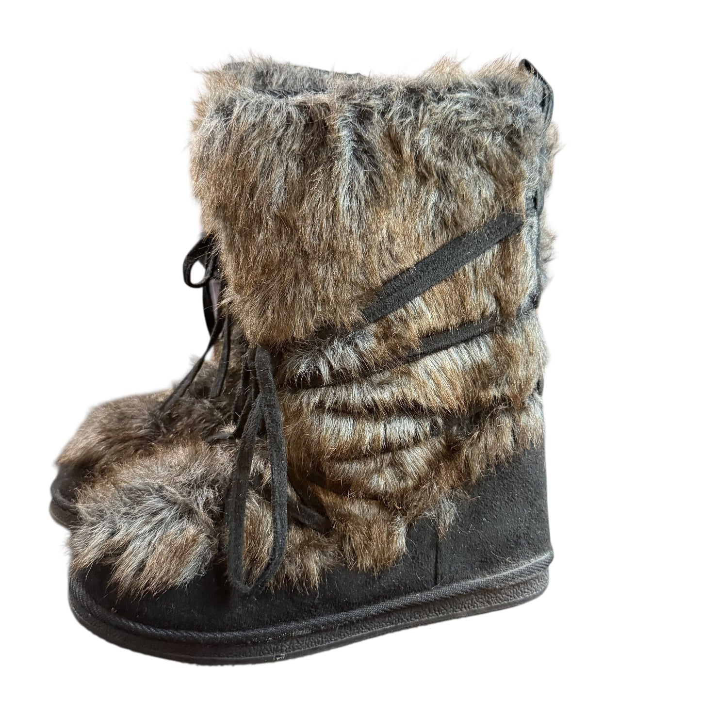 JUST FAB FAUX FUR WINTER BOOTS BLACK 241 SZ 9