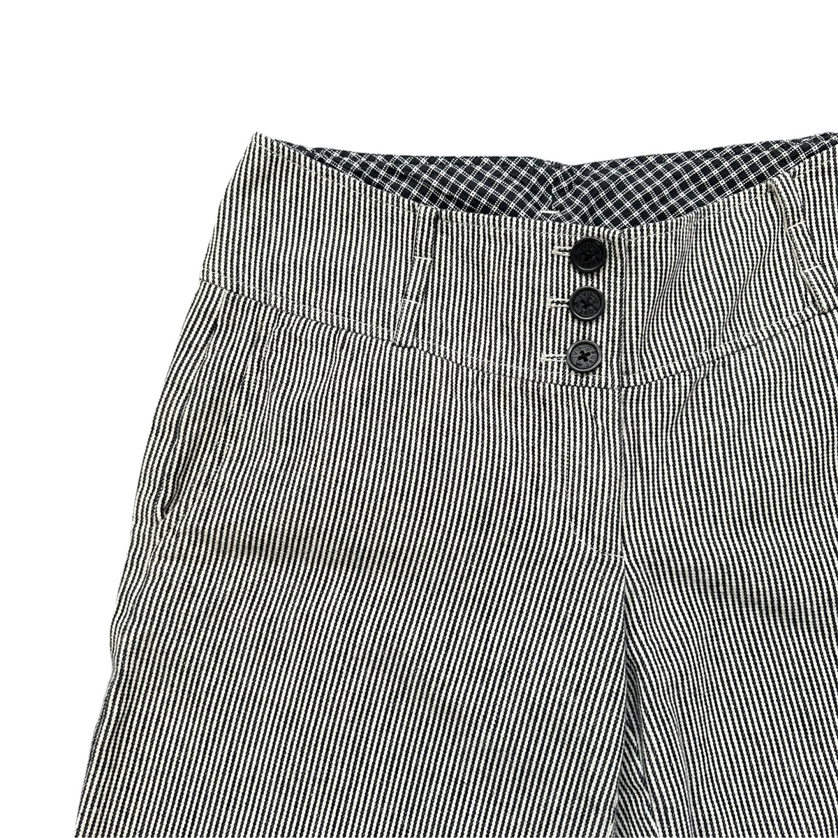IVY JANE BLACK WHITE STRIPE WIDE LEG CROP PANTS 100 SZ 6