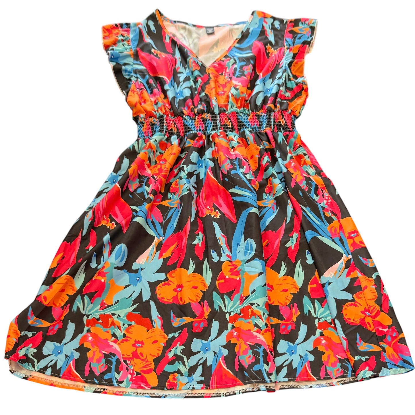 SHEIN CURVE BLACK FLORAL DRESS 262 2XL