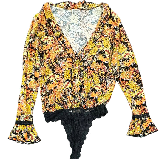 FREE PEOPLE INTIMATELY YELLOW FLORAL BODYSUIT 100 MEDIUM