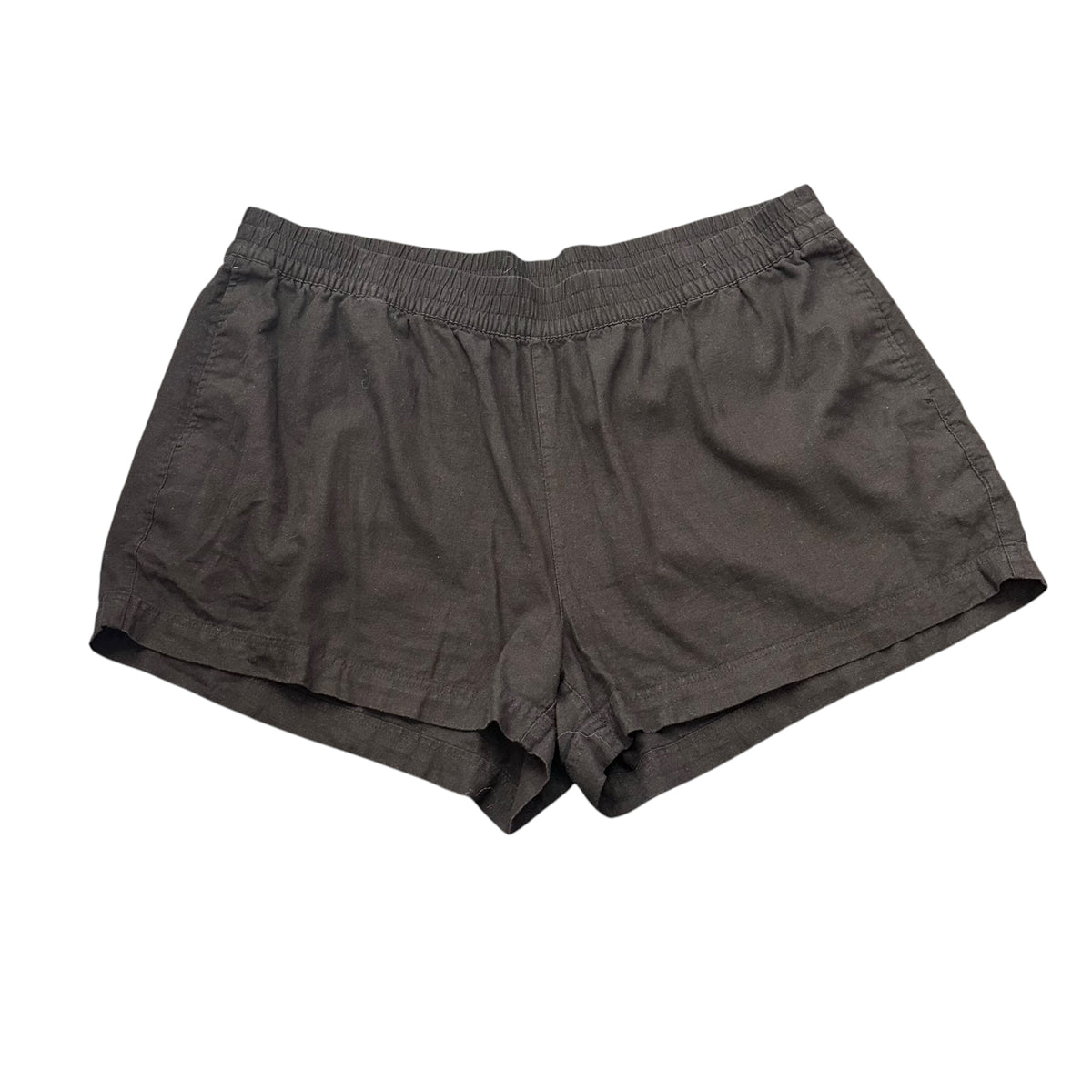 OLD NAVY BLACK LINEN BLEND SHORTS ELASTIC WAIST 100 2X