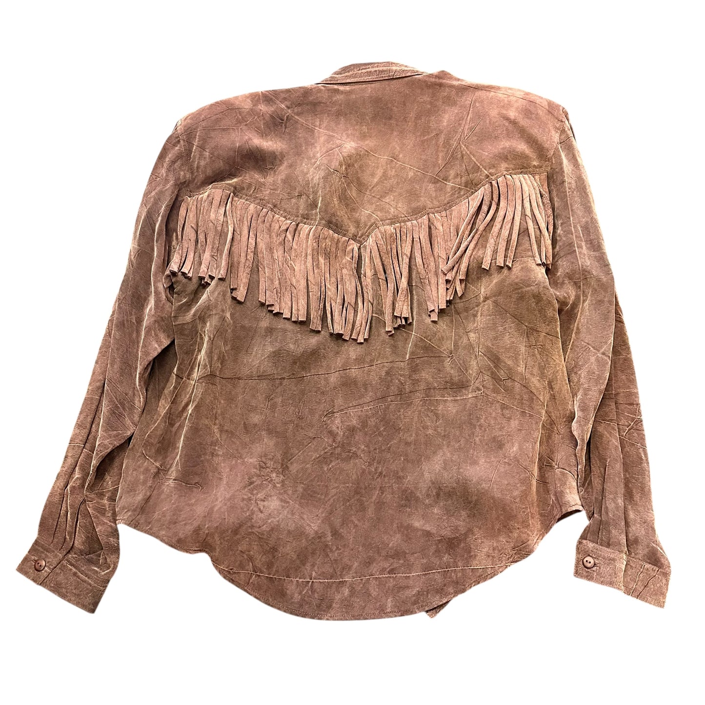ALEXANDER CAMPBELL BROWN FRINGE VINTAGE BUTTON UP 100 LARGE