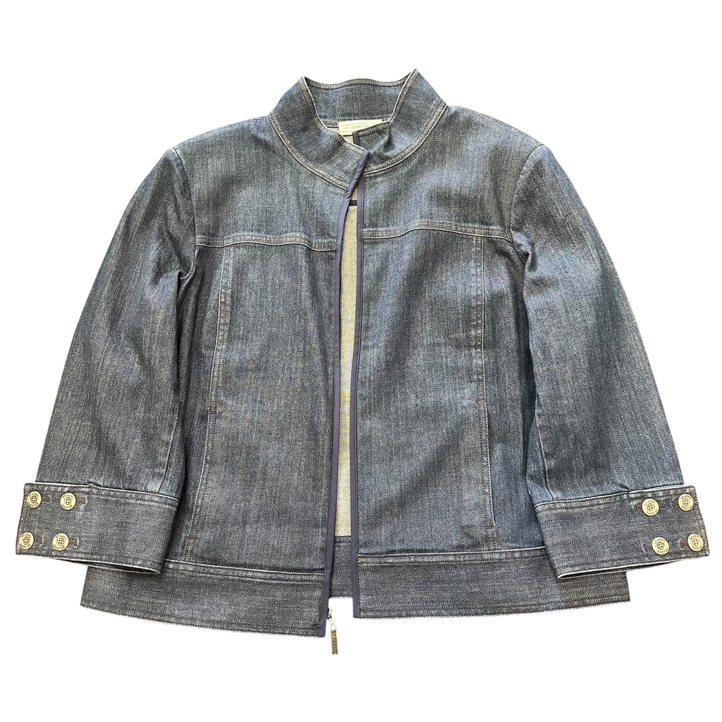 ST. JOHN DENIM ZIP UP BLAZER 100 XL