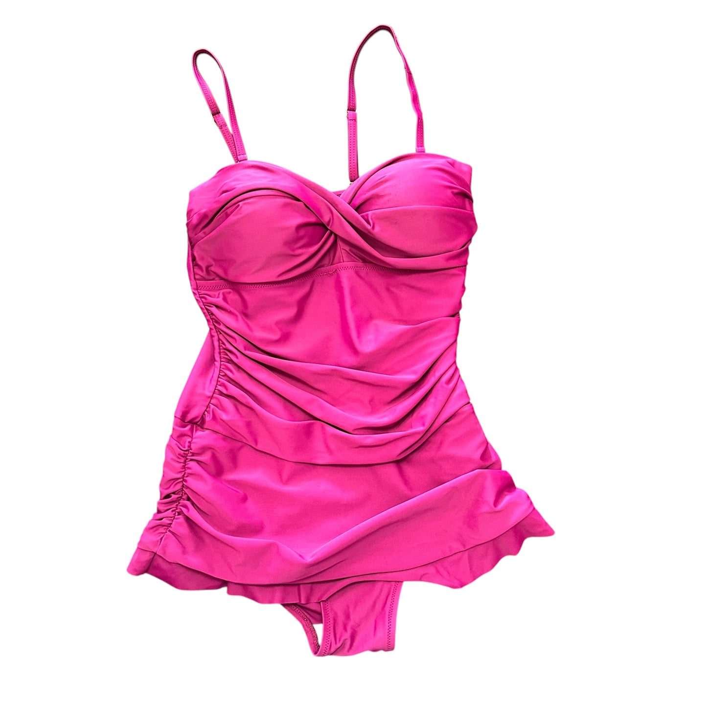 PINK RUCHED ONE PC SWIMSUIT 100 SZ 8