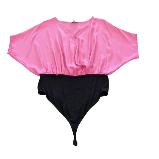 WHITE BIRCH PINK SATIN BODYSUIT 238 SMALL