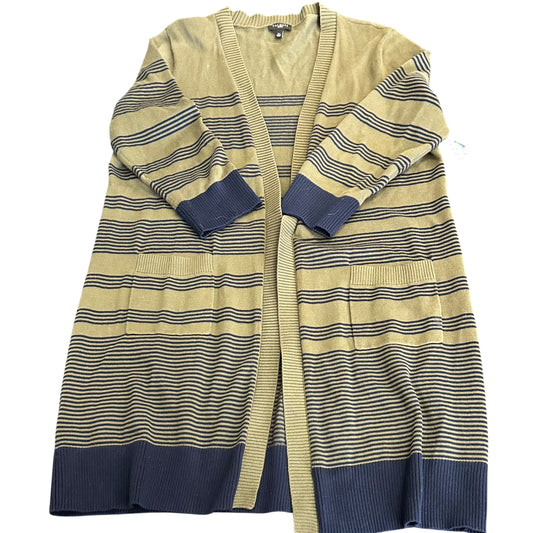 TALBOTS GREEN NAVY STRIPED KNIT CARDIGAN 100 LARGE PETITE