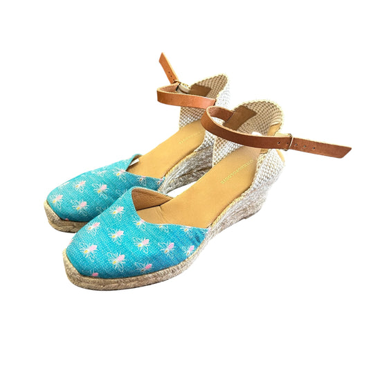 ANTHROPOLOGIE BLUE ESPADRILLE WEDGES 163 SZ 8.5