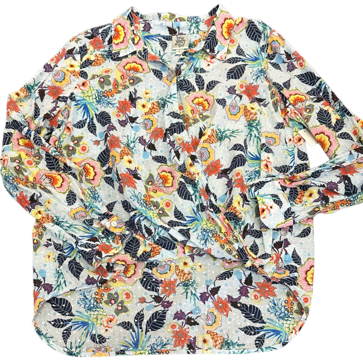 IVY JANE COLORFUL FLORAL POPOVER BLOUSE 298 LARGE