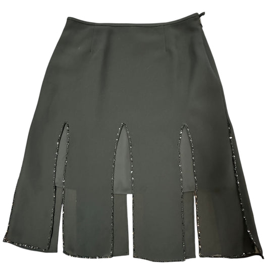 VINTAGE CACHE BLACK SKIRT BEADED SLITS 202 SZ 6