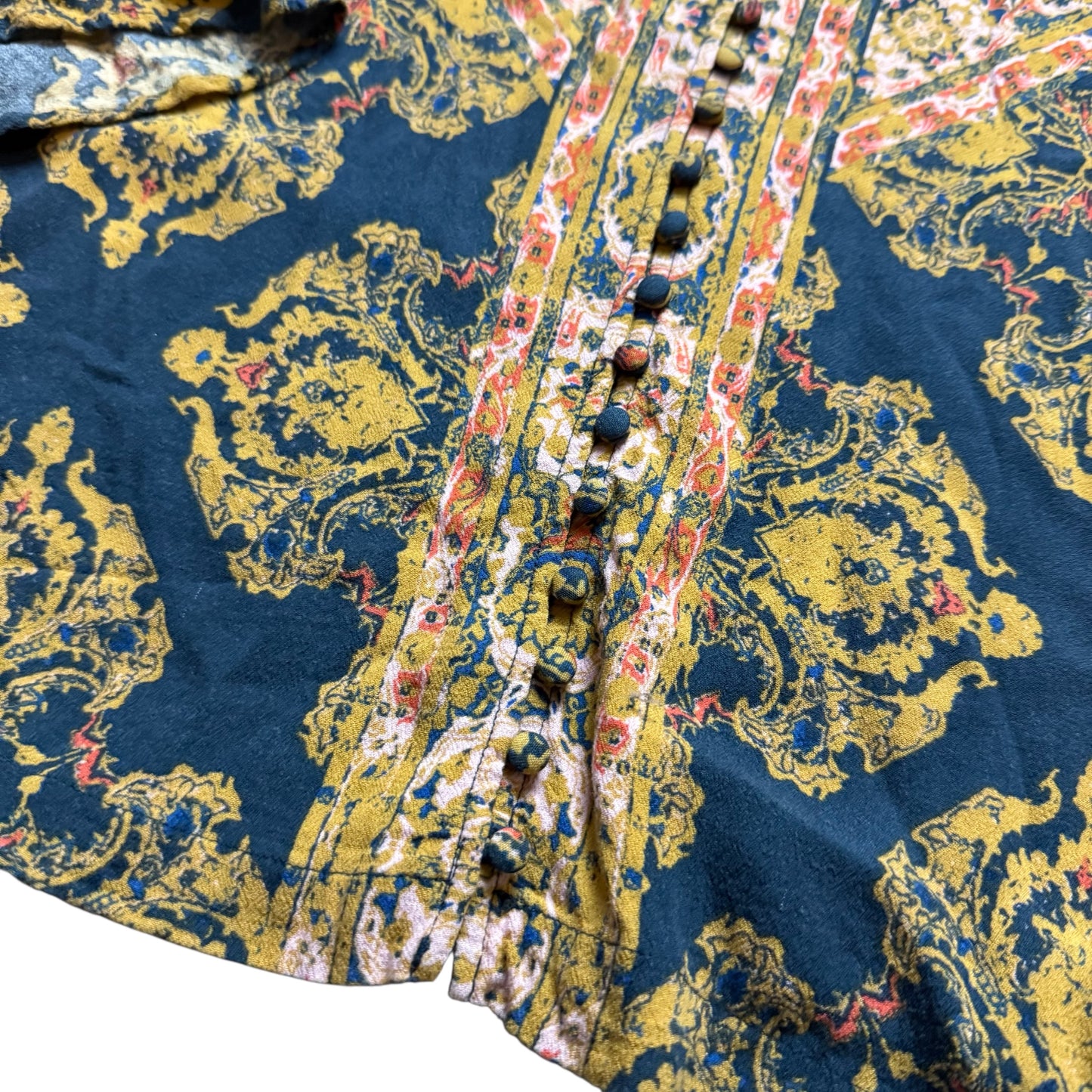 FREE PEOPLE MAGIC MYSTERY TUNIC BLUE YELLOW 100 MEDIUM