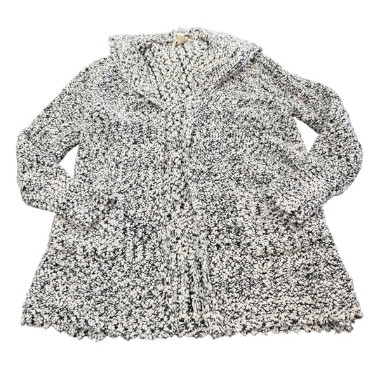 SALT WATER LUXE OPEN BLACK WHITE CHUNKY CARDIGAN HOODED 241 LARGE