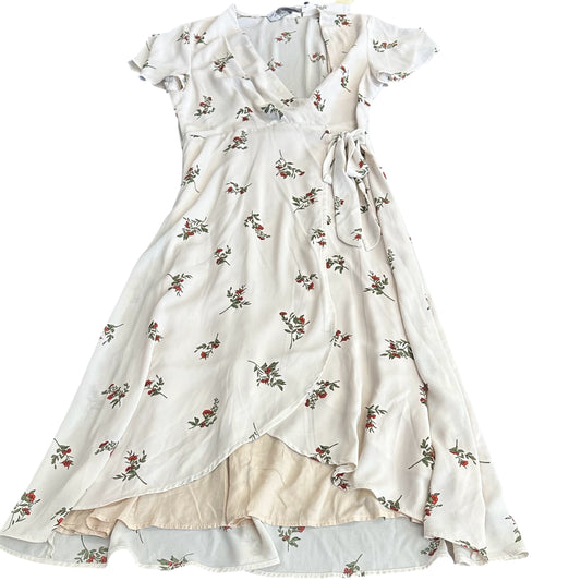 DRESS FORUM BEIGE FLORAL WRAP DRESS NWT 26 MEDIUM