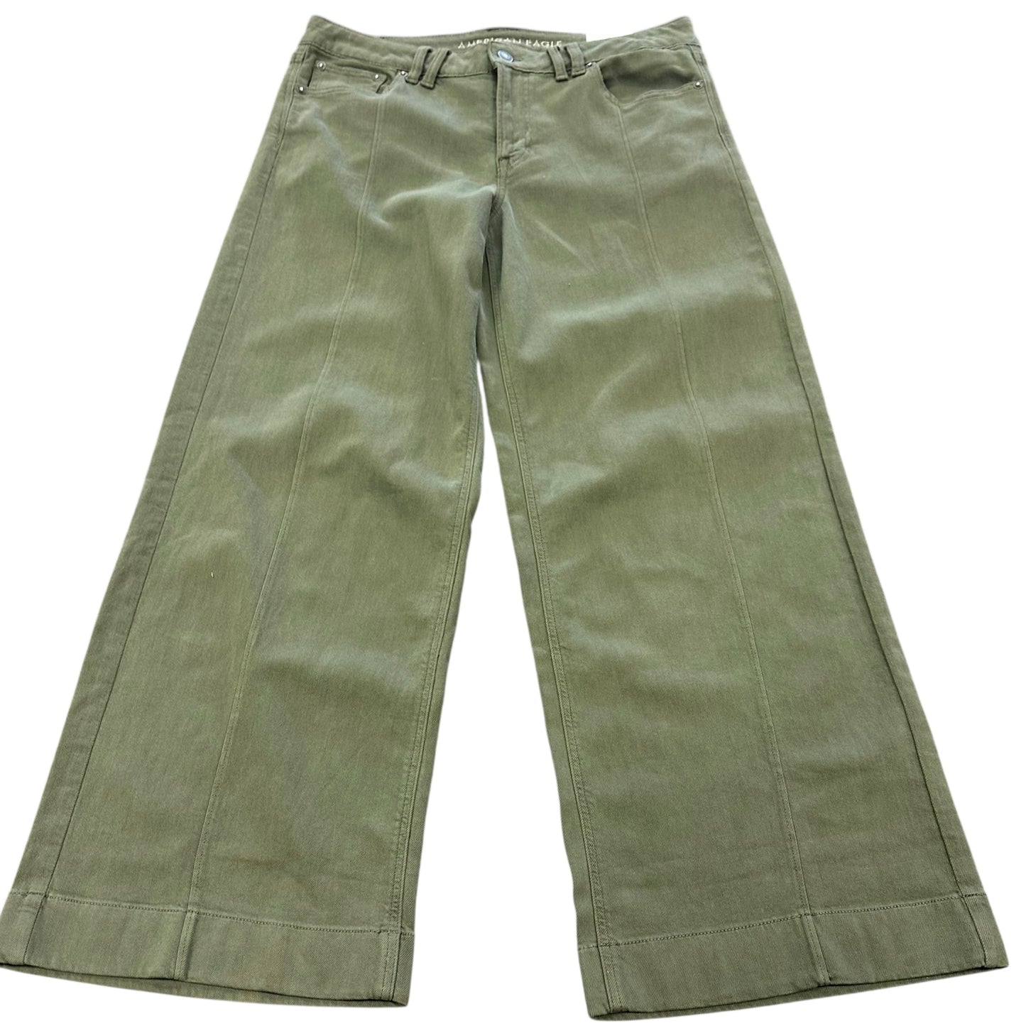 AMERICAN EAGLE LOW RISE BAGGY WIDE GREEN JEANS 153 NWT SZ 8