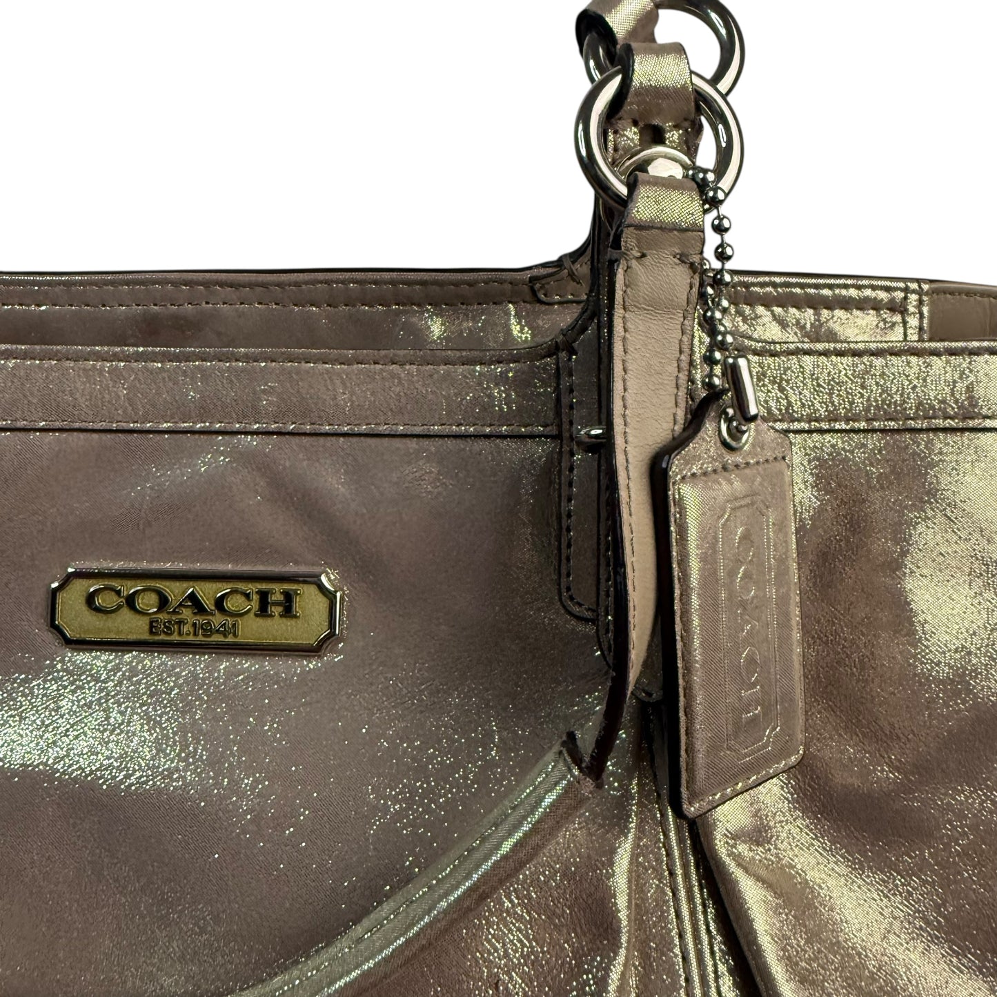 COACH HAMPTON LAGUNA TOTE BAG METALLIC SHIMMER GOLD 242