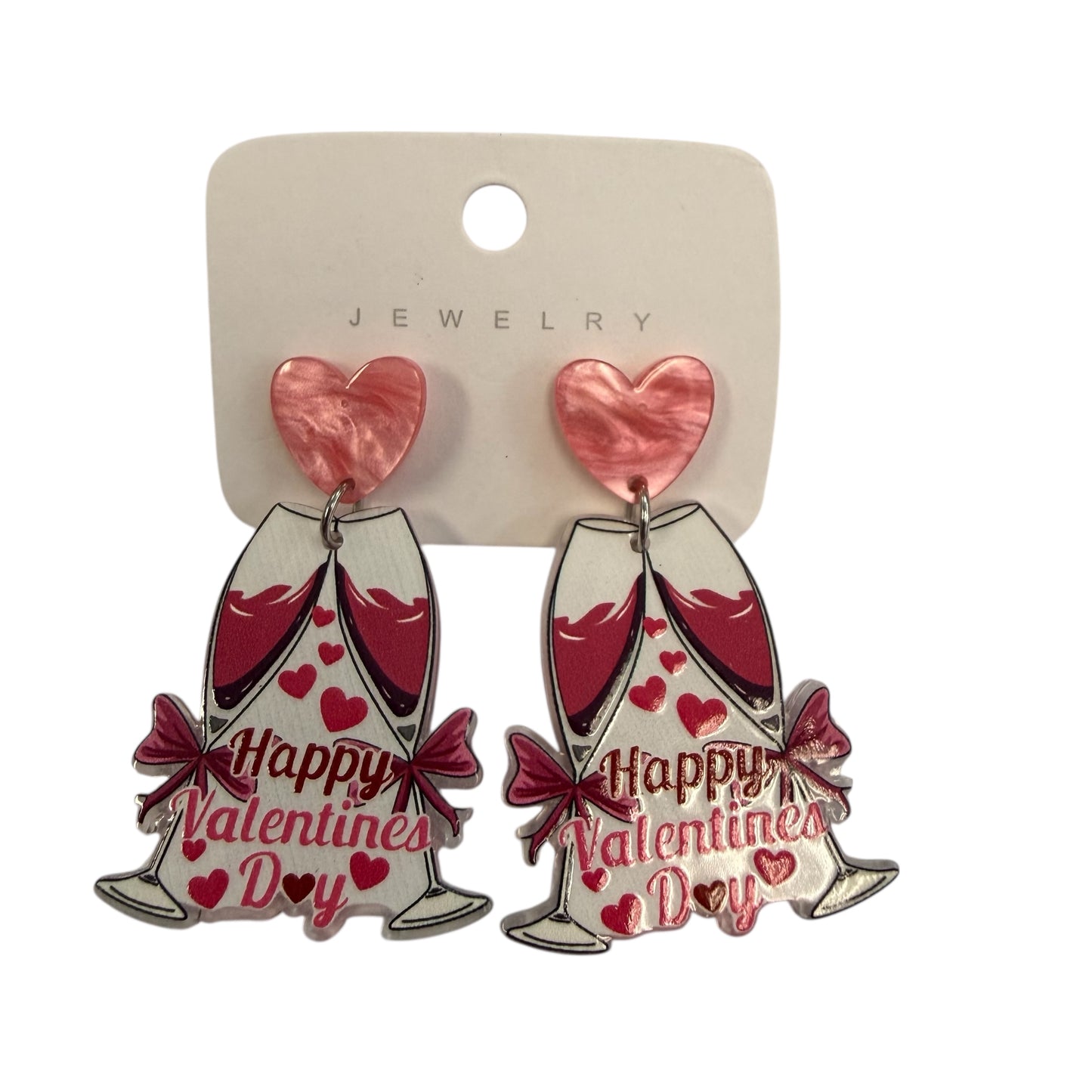 HAPPY VALENTINES DAY CHAMPAGNE EARRINGS NEW
