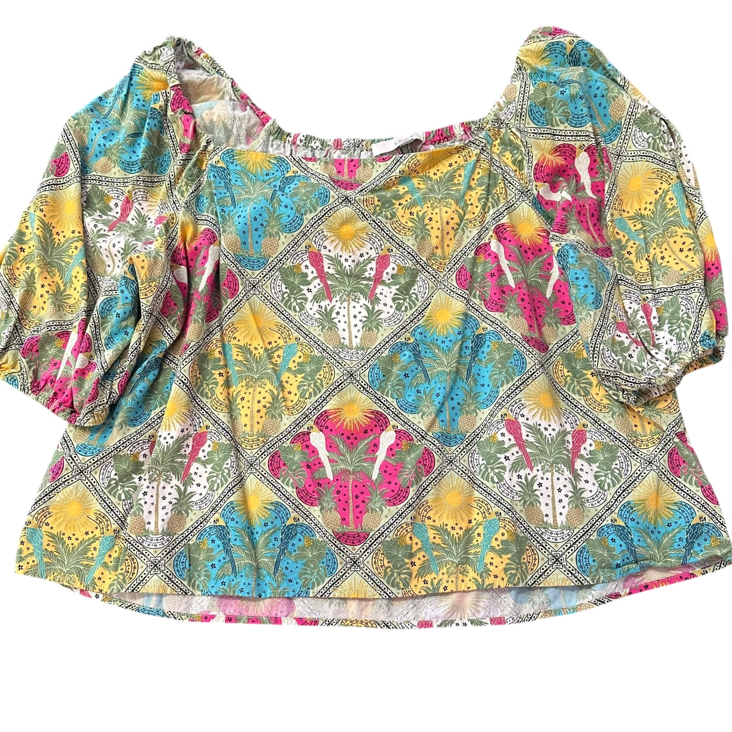 LOFT COLORFUL PUFF SLEEVE BLOUSE 53 XXL