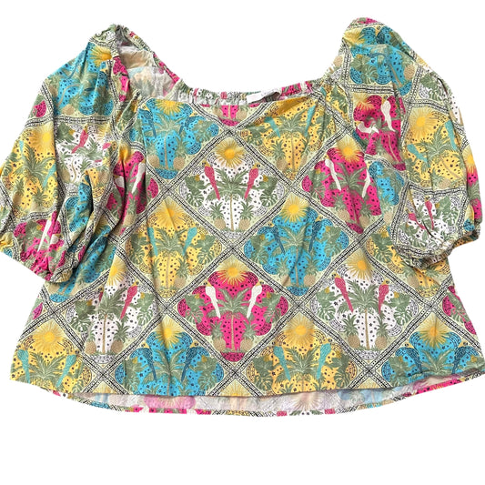 LOFT COLORFUL PUFF SLEEVE BLOUSE 53 XXL