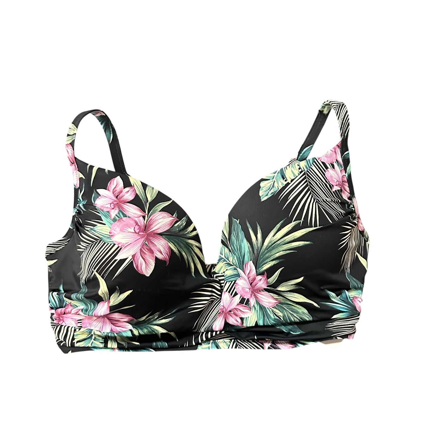 SHADE & SHORE BLACK TROPICAL BIKINI TOP UNDERWIRE 143 SZ 34DD