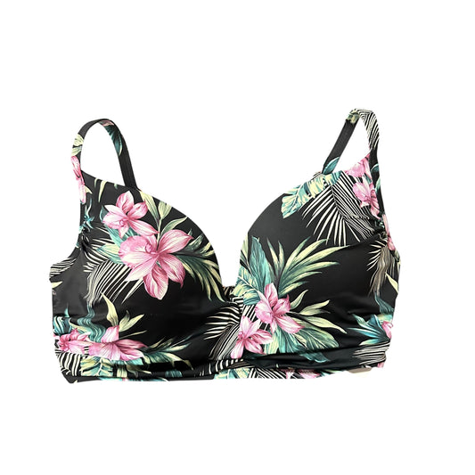 SHADE & SHORE BLACK TROPICAL BIKINI TOP UNDERWIRE 143 SZ 34DD