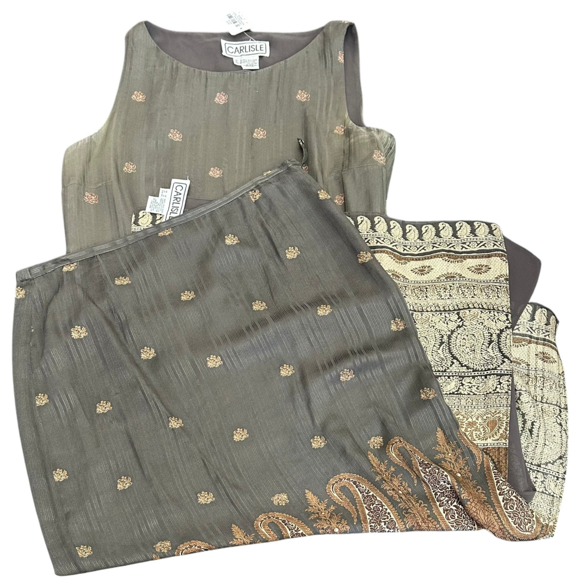 CARLISE VINTAGE 2 PC SILK BLOUSE SET 285 8/10 MEDIUM