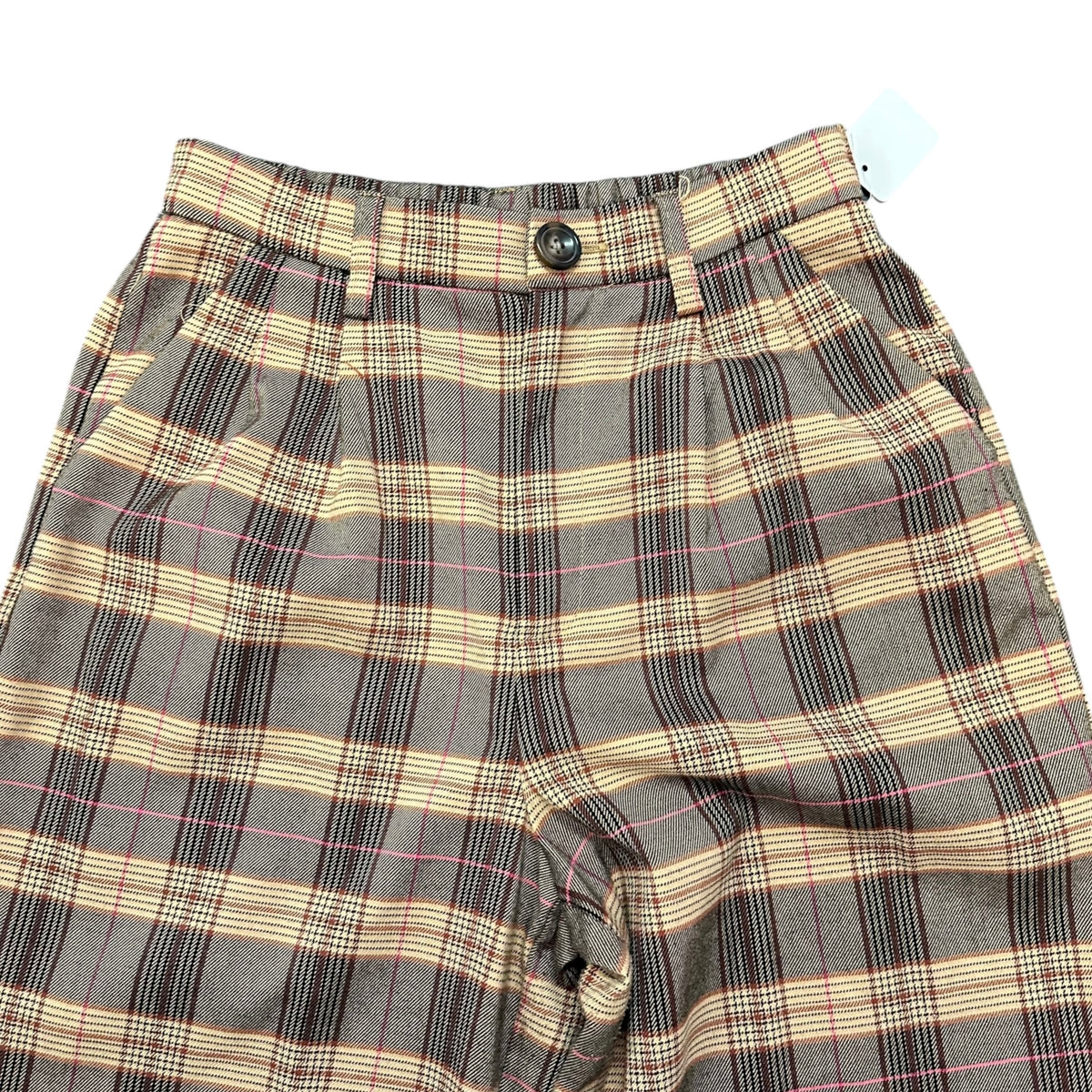 VERSONA HIGH WAISTED PLAID TAN TROUSERS 170 SZ 2