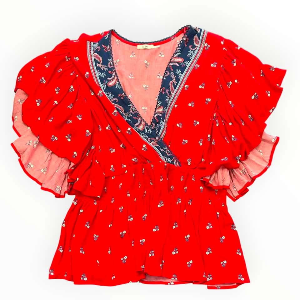 MI AMI RED FLORAL BLOUSE 292 XL