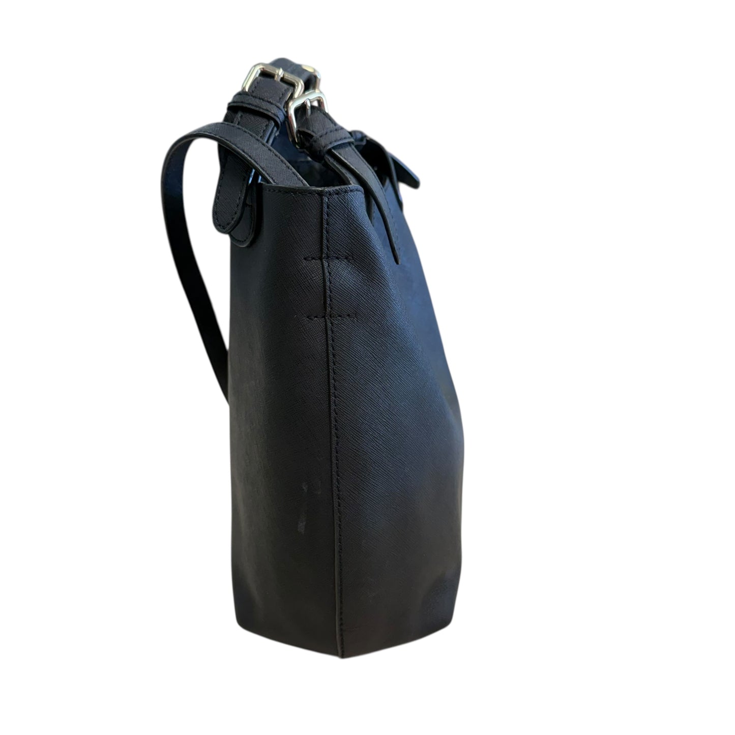 DKNY BLACK SAFFINANO LEATHER TOTE W SHOULDER STRAP 216