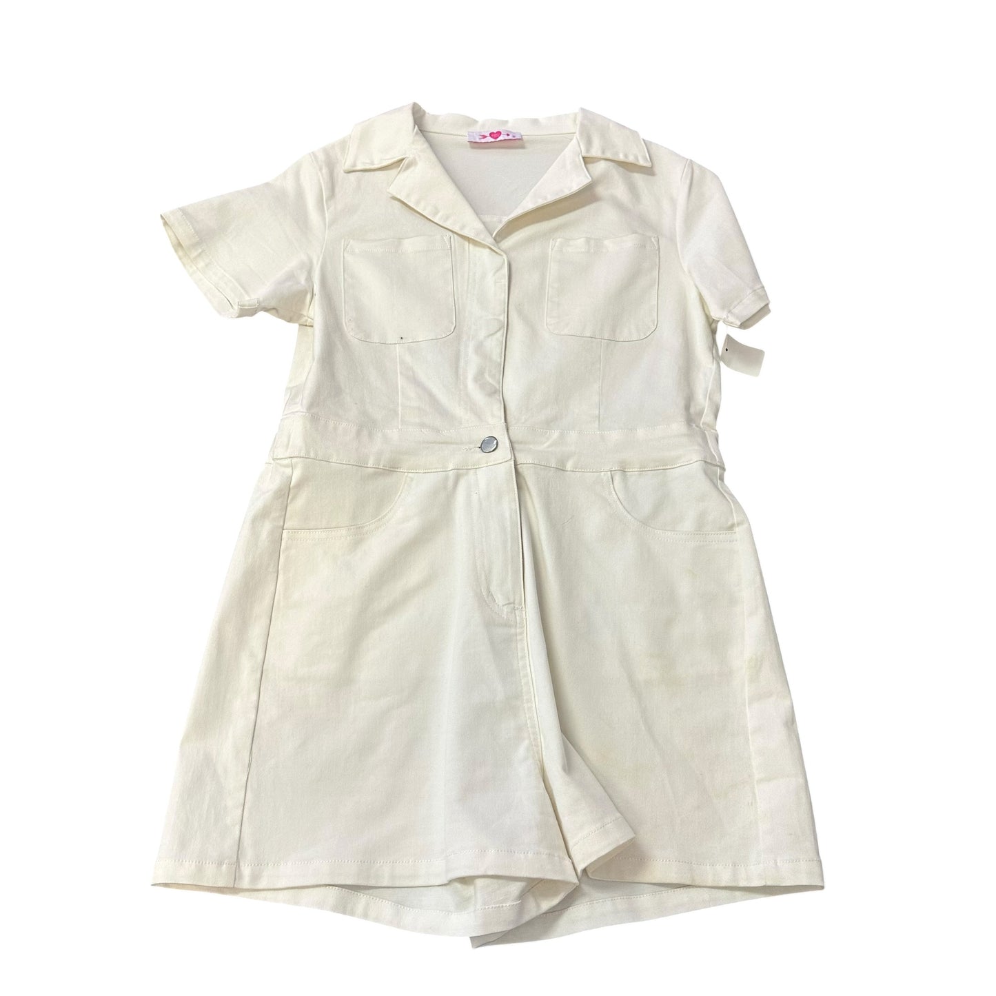 BUDDY LOVE WHITE DENIM ROMPER 27 MEDIUM *SPOT