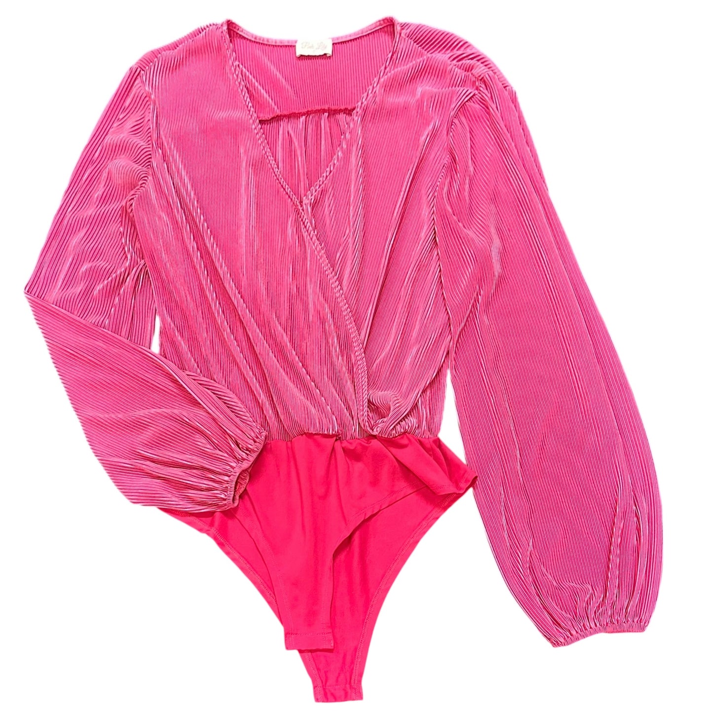 PINK LILY PINK PLEATED BODYSUIT 62 LARGE