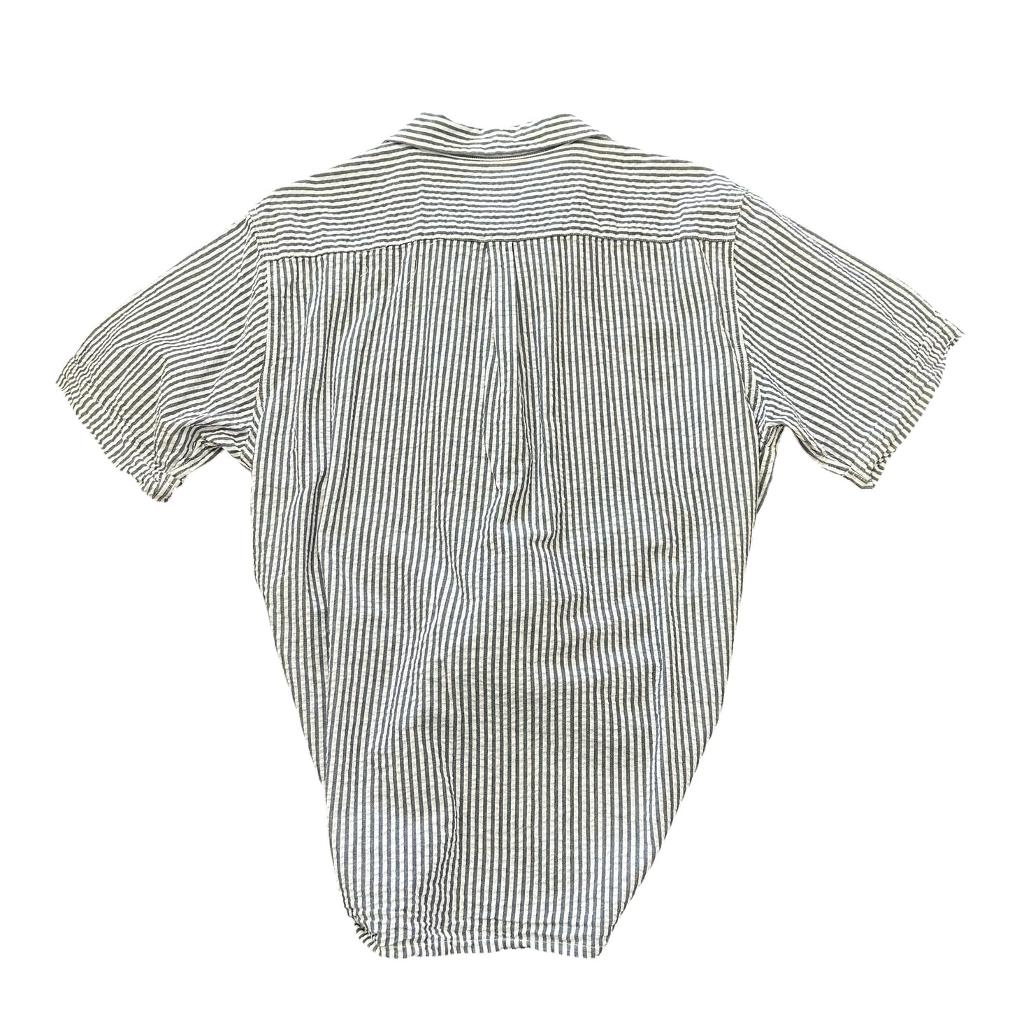 VATPOAVE BUTTON UP STRIPED NAVY WHITE BLOUSE 8 LARGE