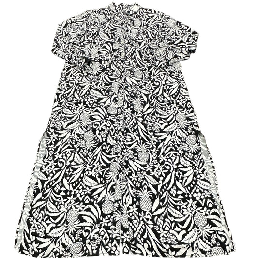 LOFT BLACK WHITE PINEAPPLE BUTTON UP DRESS 100 SZ 8