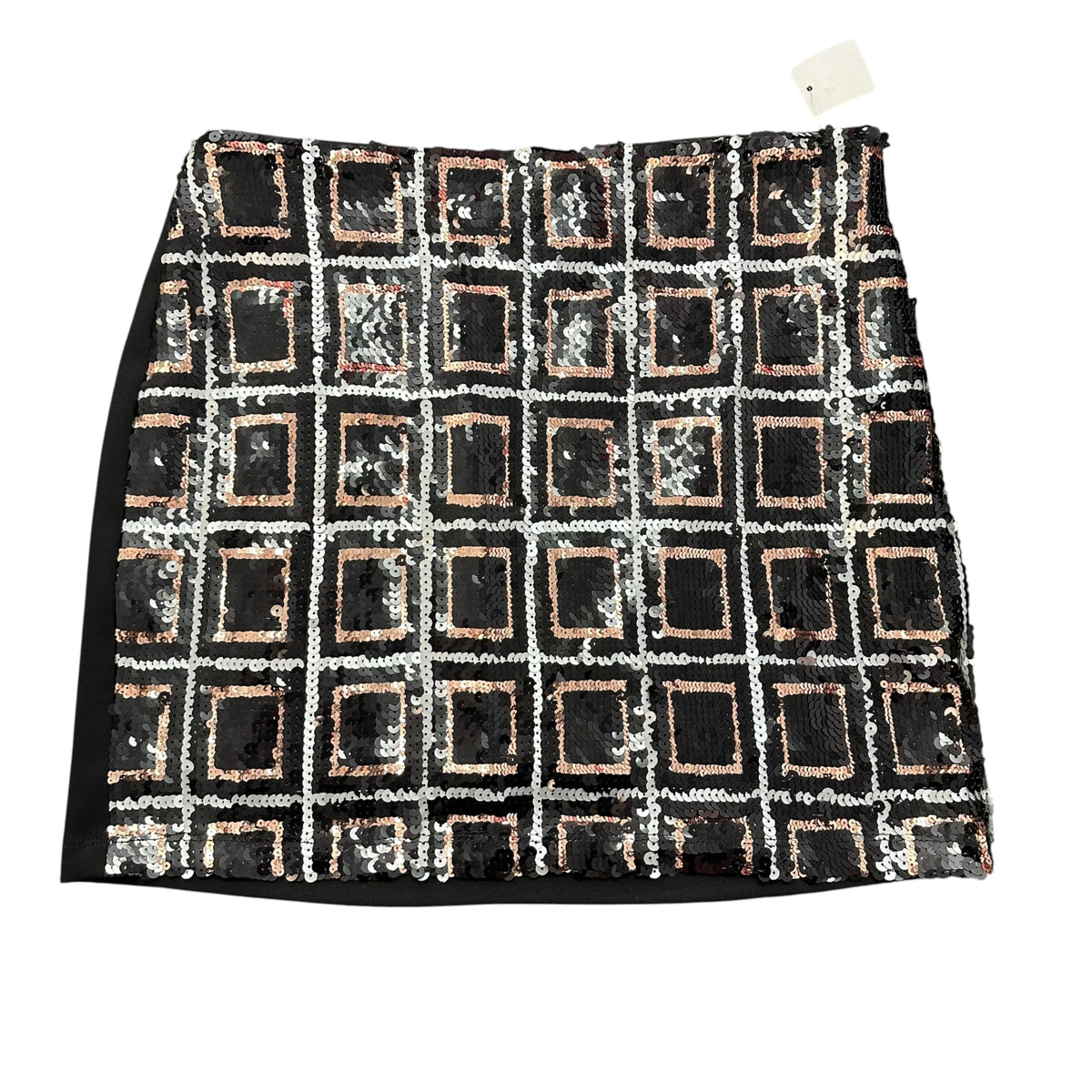 SKIES ARE BLUE BLACK MINI SEQUINS SKIRT SIZE ZIP 278 MEDIUM