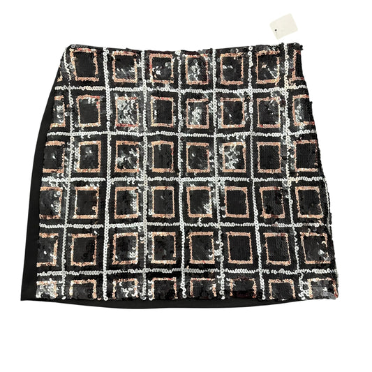 SKIES ARE BLUE BLACK MINI SEQUINS SKIRT SIZE ZIP 278 MEDIUM