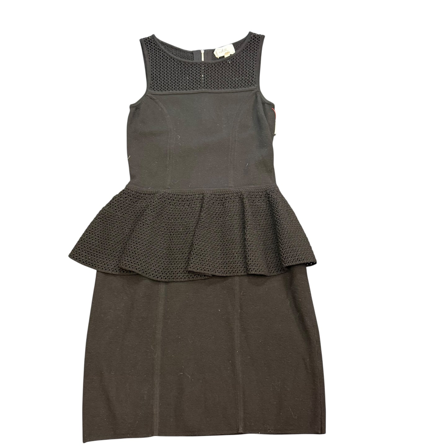 MILLY OF NEW YORK BLACK PEPLUM KNIT DRESS SMALL