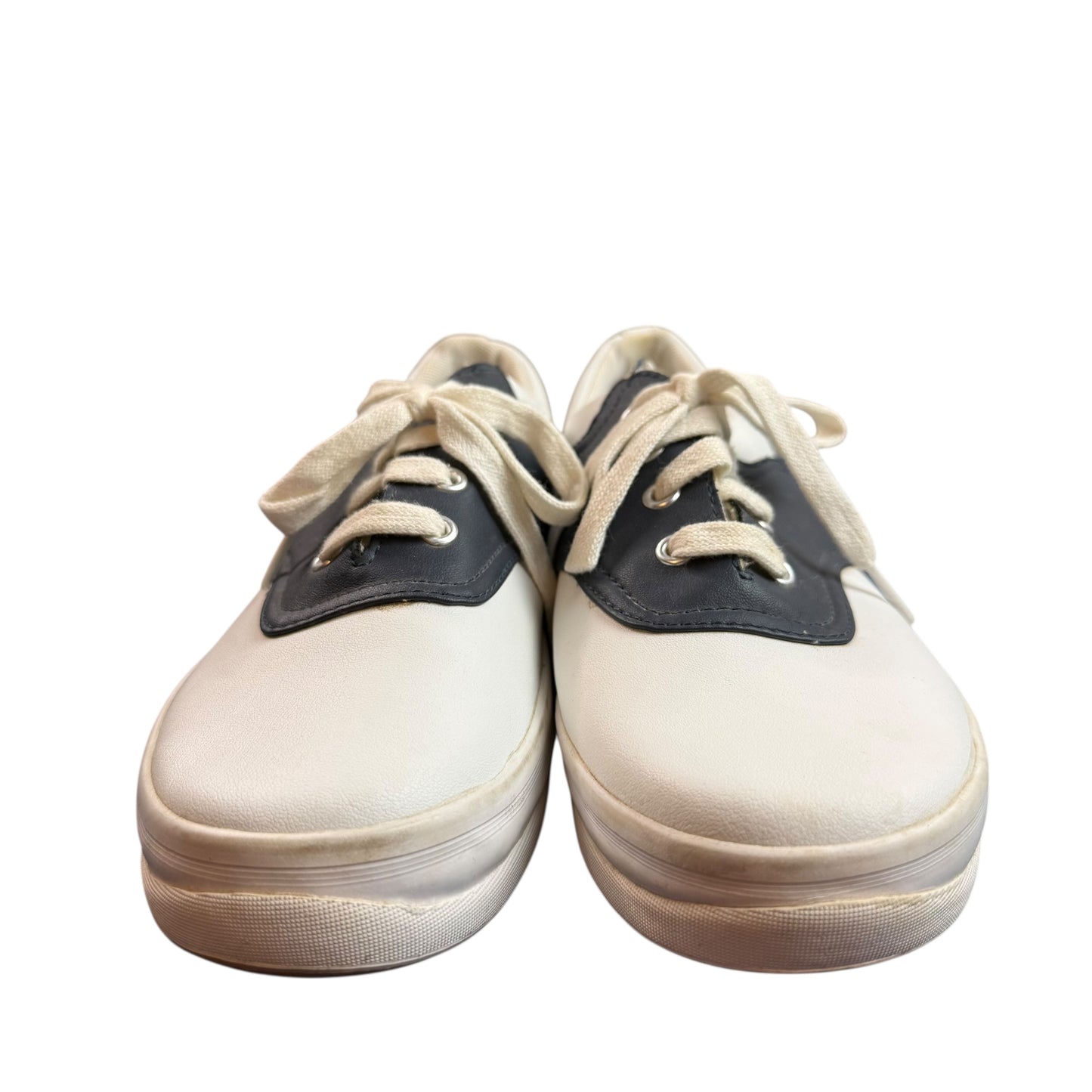 KEDS SCHOOL DAYS II LEATHER SNEAKERS WHITE NAVY 227 SZ 9.5