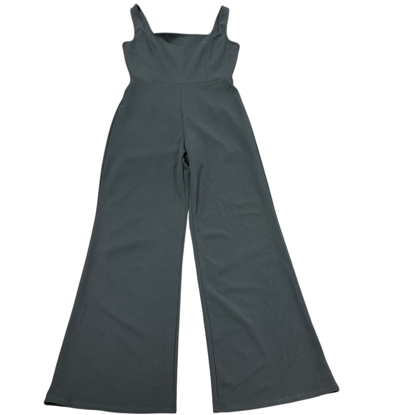 STYLIVE BLACK SLEEVELESS WIDE LEG SQUARE NECKLINE JUMPSUIT BACK ZIPPER SMALL