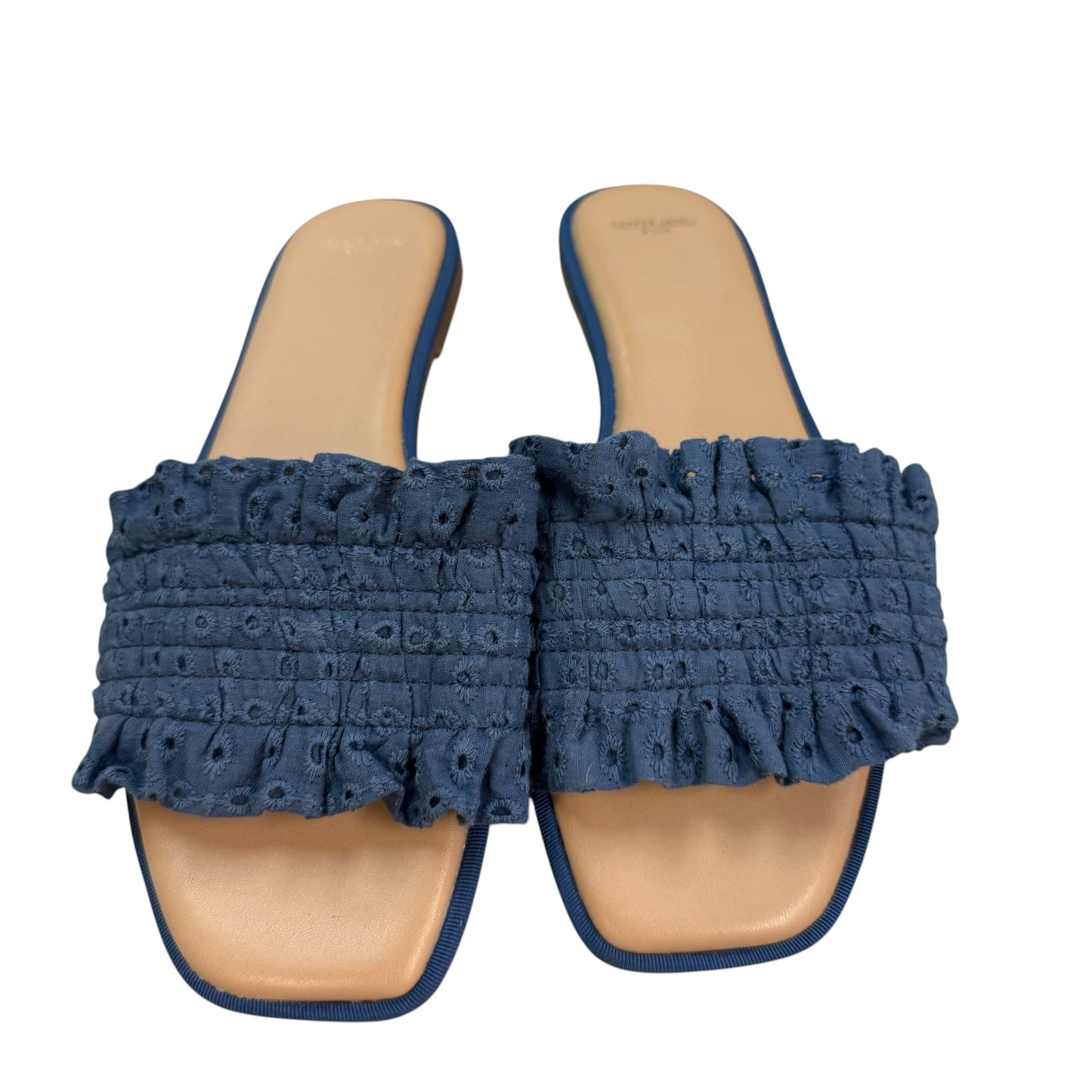 DRAPER JAMES RSVP BLUE EYELET FLAT SLIP ON SANDALS NWOT 152 SZ 8