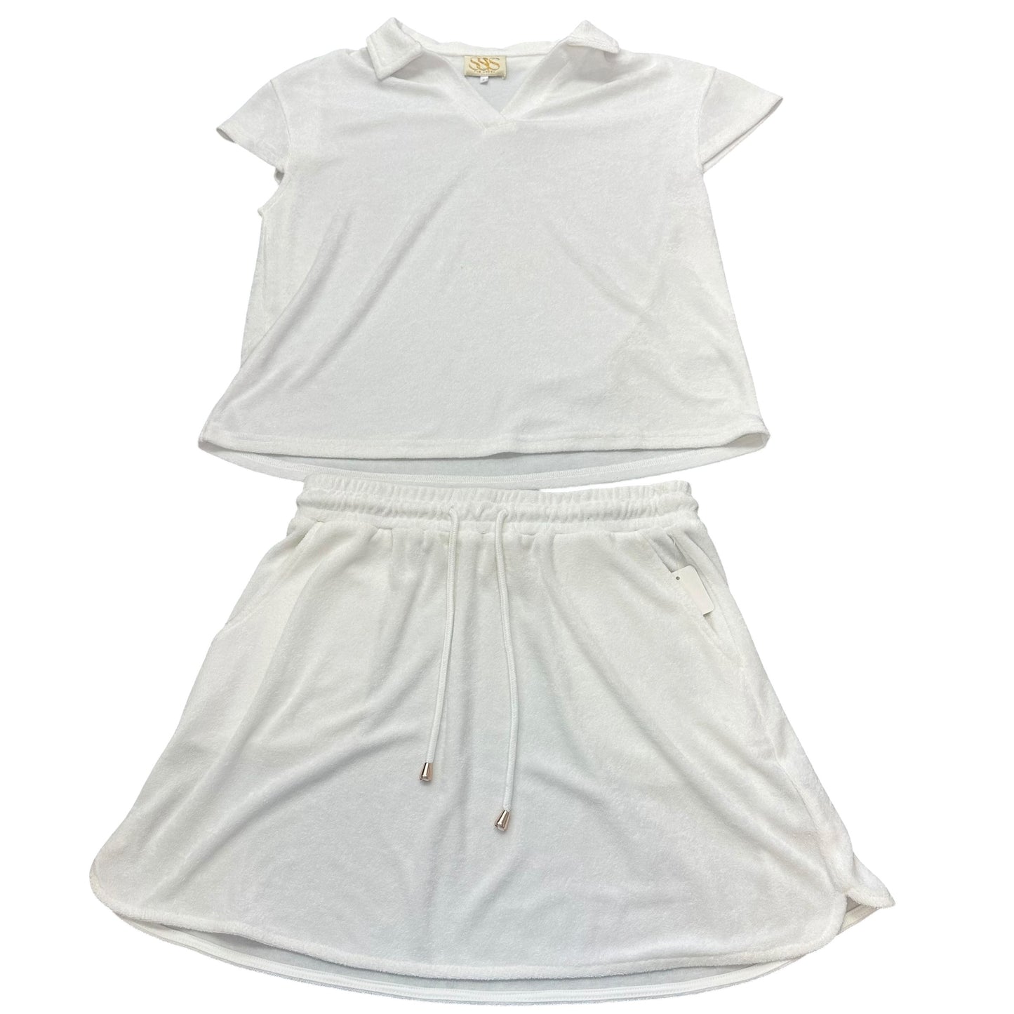 SSYS THE LABEL TERRY CLOTH SHORTS OUTFIT SET 14 MEDIUM