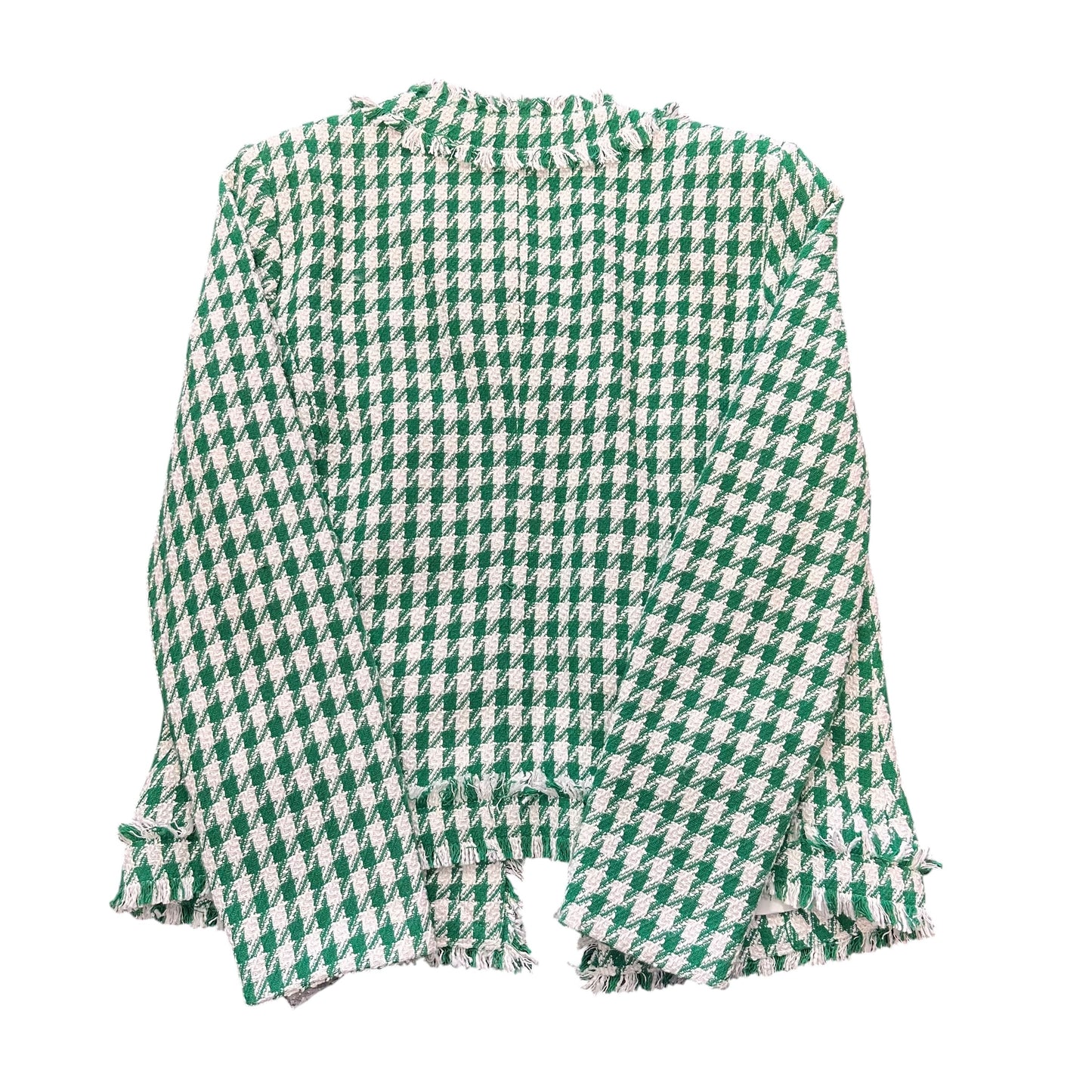 NANETTE LEPORE GREEN WHITE TWEED BLAZER 100 MEDIUM