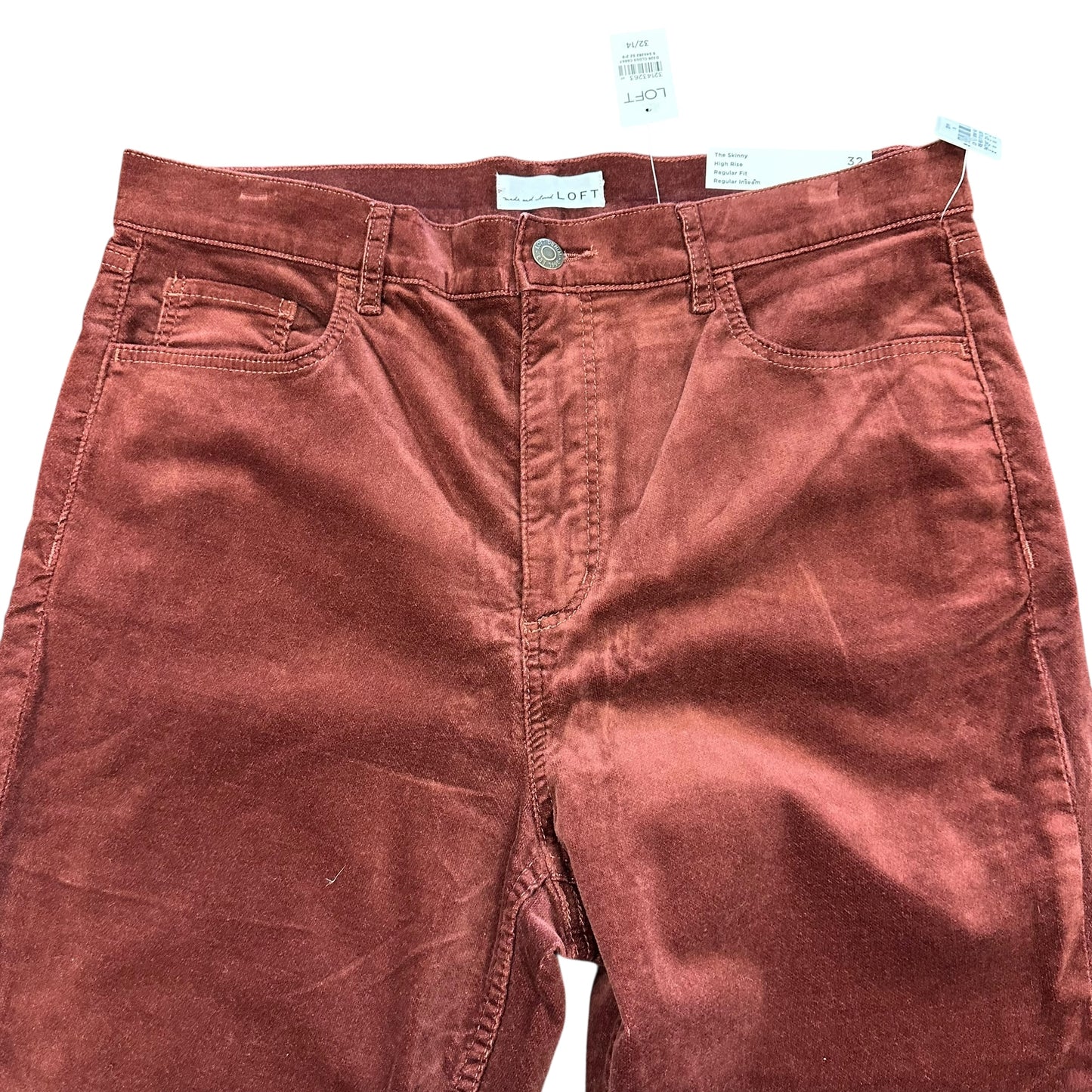 LOFT THE SKINNY HIGH RISE REG FIT VELOUR PANTS NWT 191 SZ 32/14