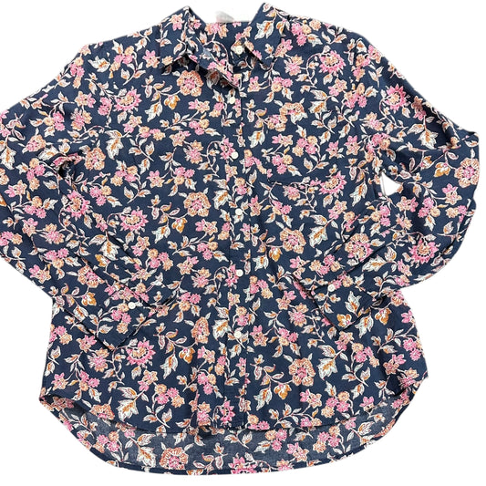 GAP NAVY FLORAL BUTTON UP BLOUSE 228 MEDIUM