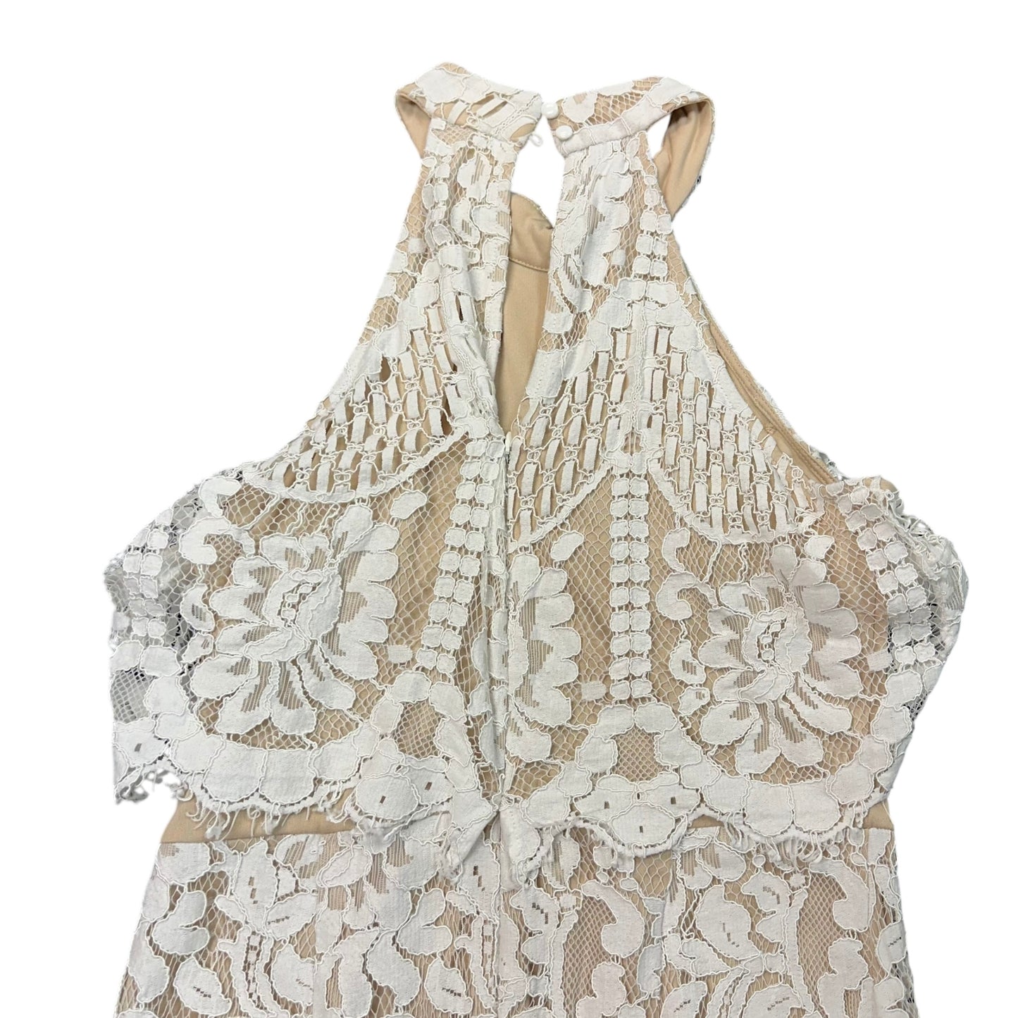 LULUS WHITE LACE WIDE LEG JUMPSUIT 100 MEDIUM